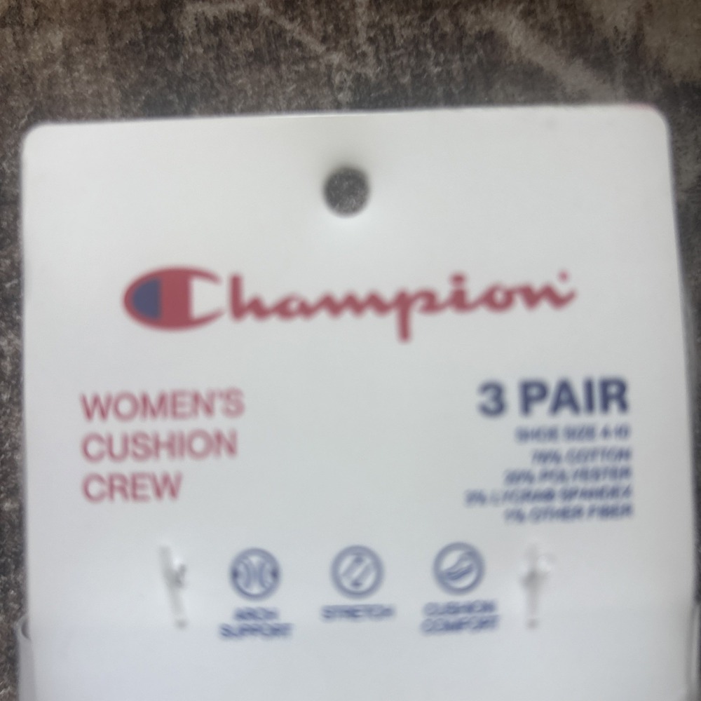 Champion Women's Cushion Crew Socks 6 Pair Size 4-10 Blue Grey White - Picture 4 of 4